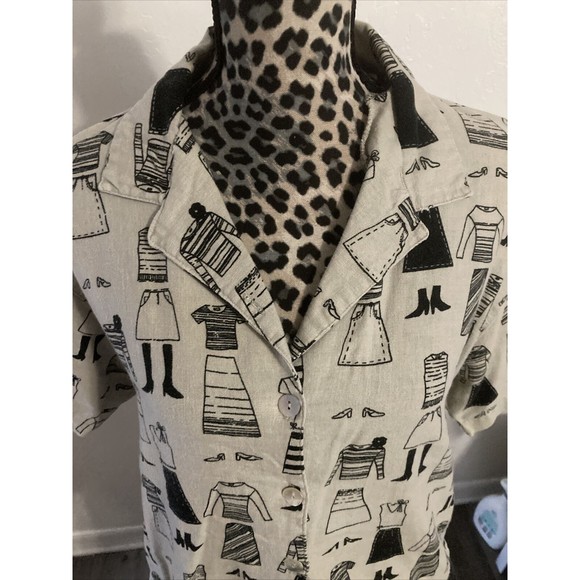 Allyson Whitmore Petites 2 piece set size PL Linen novelty print  beige - Picture 2 of 8